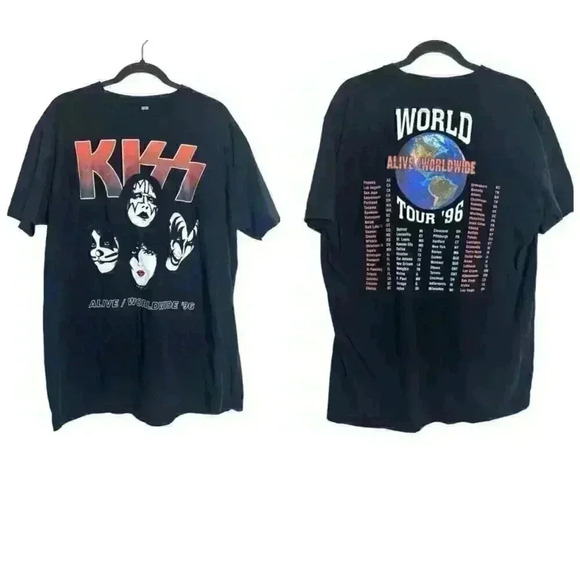 Vintage Kiss Shirt Alive Worldwide Concert Tour 96-97 Size XL - Picture 1 of 4